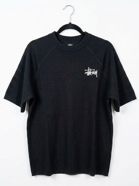 Black Stussy Ribbed Short-Sleeve Tee